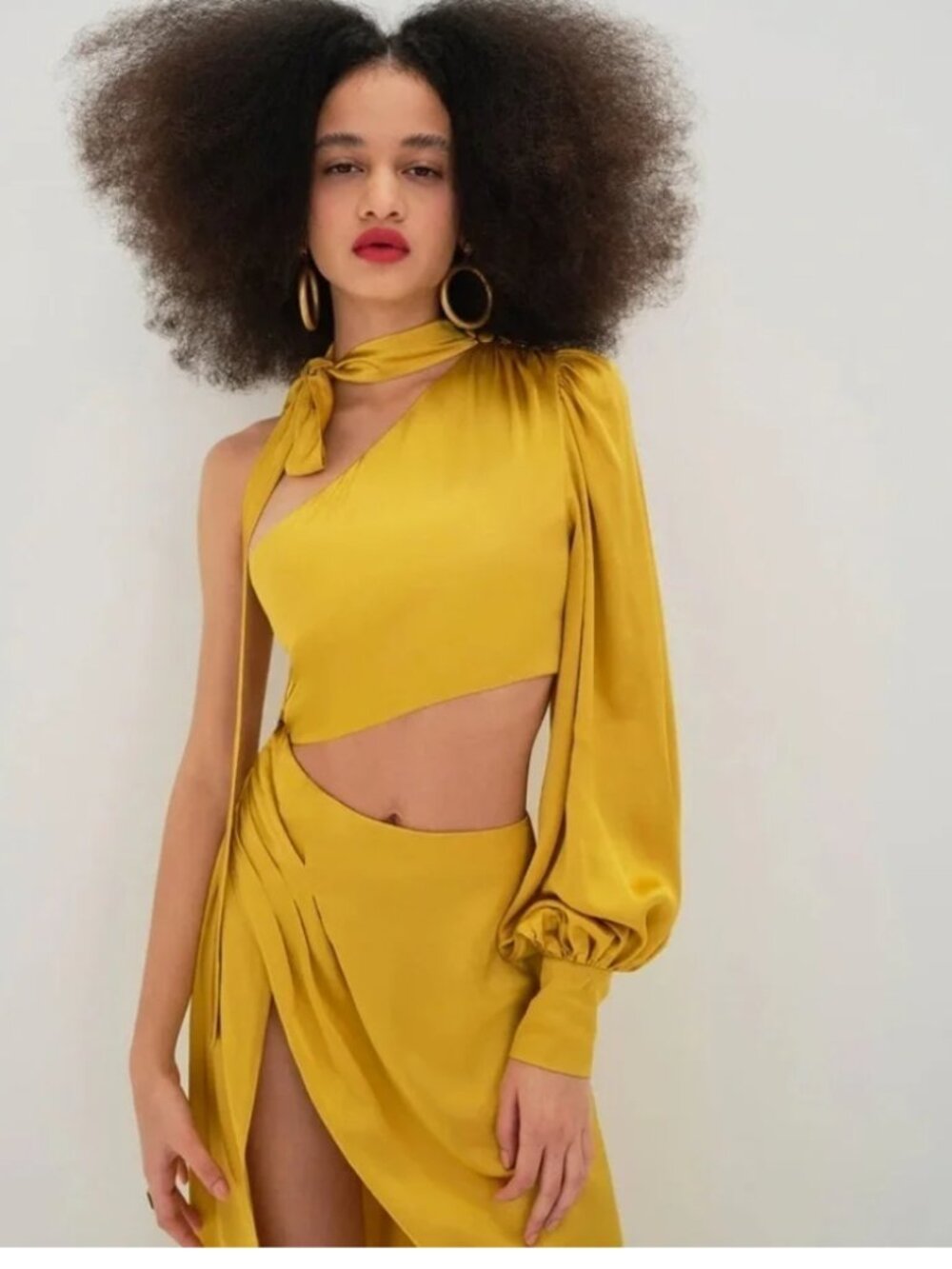 For love and lemons yellow satin dress